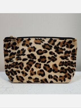 Marc Cain Fuzzy Leopard Print Cosmetic Pouch ~ NWT